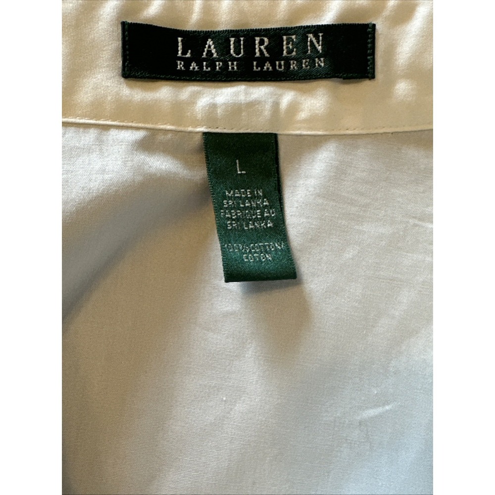 Lauren Ralph Lauren Vintage Ruffle White Shirt Preppy Classic Large - Picture 7 of 8